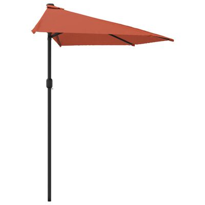 vidaXL altanparasol med aluminiumsstang 270x144x222 cm halv terrakotta