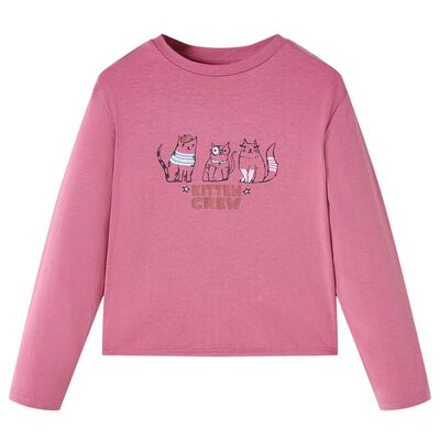 Langærmet T-shirt til børn str. 92 cm pink