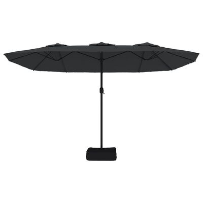 vidaXL parasol med dobbelt parasoldug og LED-lys 449x245 cm sort