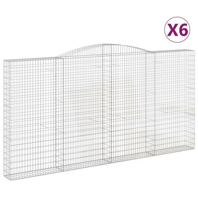 vidaXL buede gabionkurve 6 stk. 400x30x200/220 cm galvaniseret jern