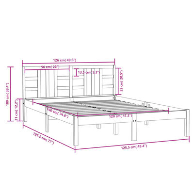 vidaXL sengeramme 120x190 cm massivt træ