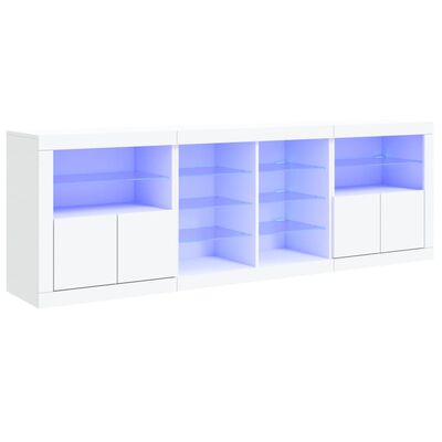 vidaXL skænk med LED-lys 202x37x67 cm hvid