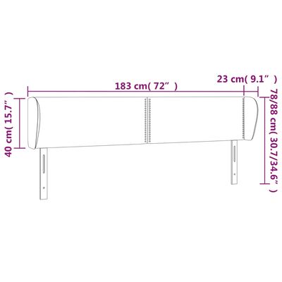 vidaXL sengegavl med kanter 183x23x78/88cm fløjl lysegrå