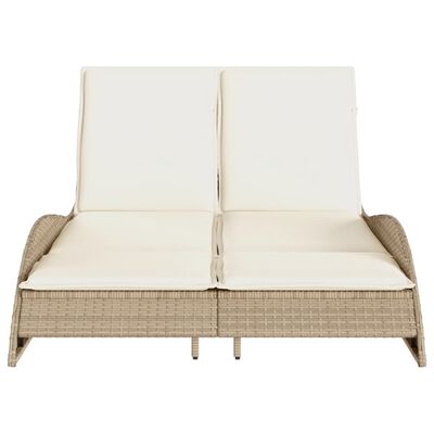 vidaXL liggestol med hynder 114x205x73 cm polyrattan beige