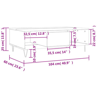 vidaXL sofabord 104x60x35 cm konstrueret træ hvid højglans