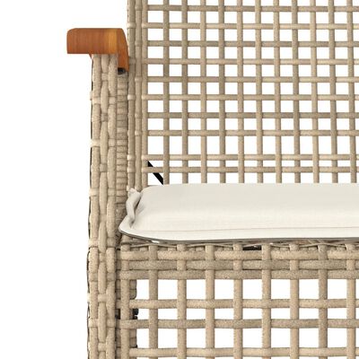 vidaXL havestole 4 stk. med hynder polyrattan og akacietræ beige