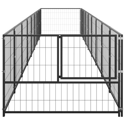 vidaXL hundeløbegård 8 m² stål sort