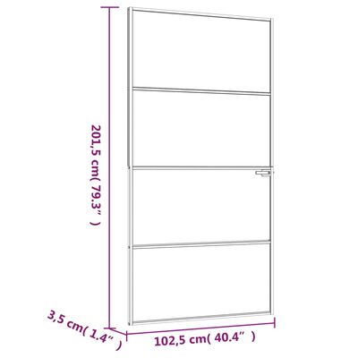 vidaXL dør 102x201,5 cm hærdet glas og aluminium hvid