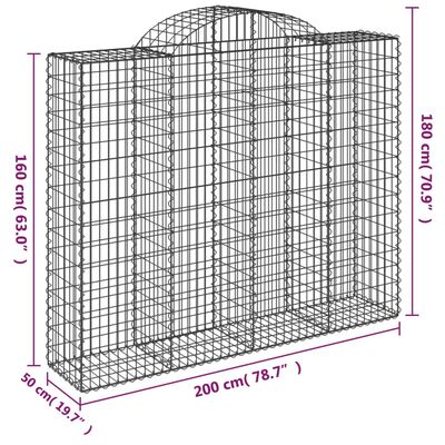 vidaXL buede gabionkurve 2 stk. 200x50x160/180 cm galvaniseret jern