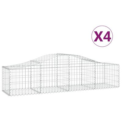 vidaXL buede gabionkurve 4 stk. 200x50x40/60 cm galvaniseret jern