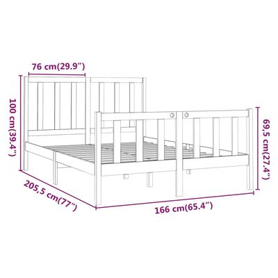 vidaXL sengeramme 160x200 cm massivt fyrretræ sort