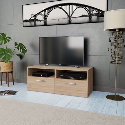 vidaXL tv-bord 95x35x36 cm konstrueret træ egetræsfarvet