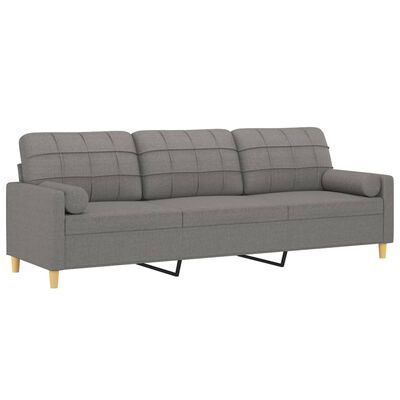 vidaXL 3-personers sofa med puder og hynder 210 cm stof mørkegrå