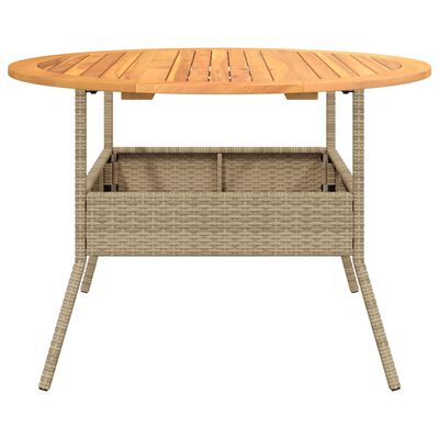 vidaXL havebord med akacietop Ø110x71 cm polyrattan beige