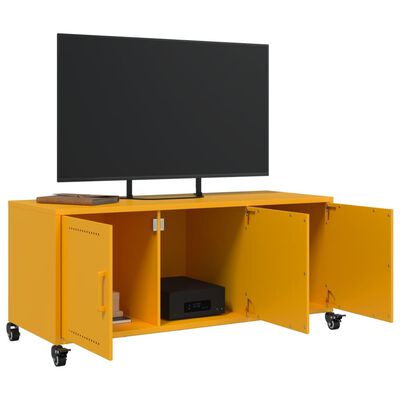 vidaXL tv-bord 100,5x39x43,5 cm koldvalset stål sennepsgul