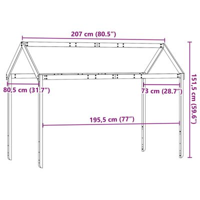 vidaXL stel til husseng 207x80,5x151,5 cm massivt fyrretræ gyldenbrun