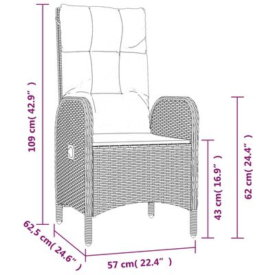 vidaXL udendørs stole 2 stk. polyrattan grå