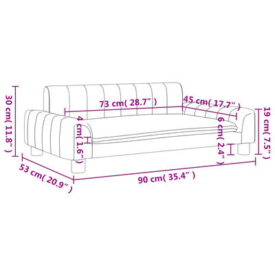 vidaXL sofa til børn 90x53x30 cm stof sort