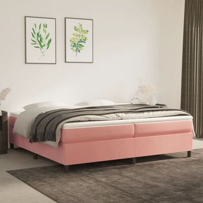 vidaXL sengeramme 200x200 cm fløjl pink