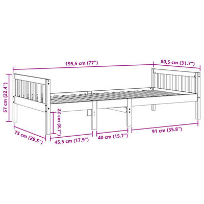 vidaXL juniorseng uden madras 75x190 cm massivt fyrretræ hvid