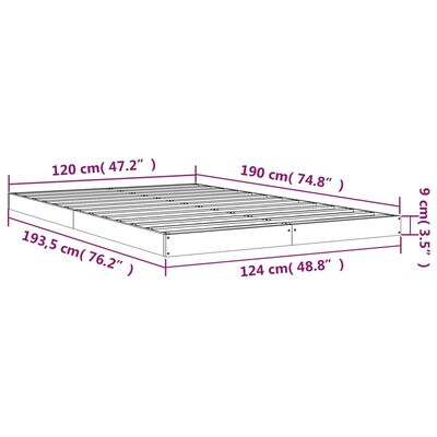 vidaXL sengeramme 120x190 cm Small Double massivt fyrretræ hvid