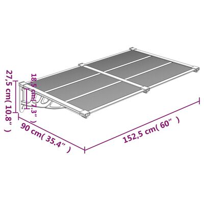 vidaXL dørbaldakin 152,5x90 cm polycarbonat sort