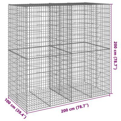 vidaXL gabionkurv med cover 200x100x200 cm galvaniseret jern