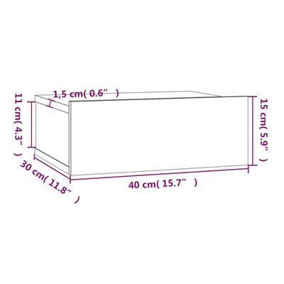 vidaXL natborde til væg 2 stk. 40x30x15 cm konstrueret træ grå sonoma