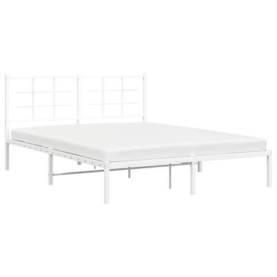 vidaXL sengeramme med sengegavl 160x200 cm metal hvid