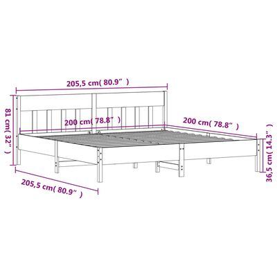 vidaXL sengeramme uden madras 200x200 cm massivt fyrretræ hvid