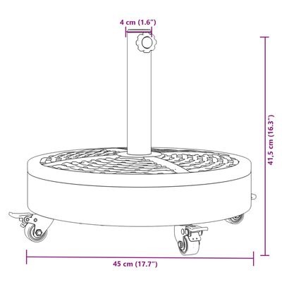 vidaXL parasolfod med hjul til Ø38/48 mm stænger 27 kg rund