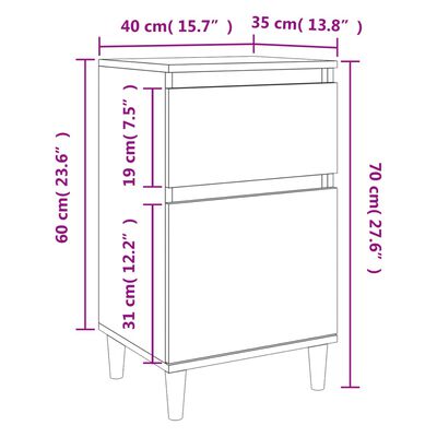 vidaXL sengebord 40x35x70 cm sort