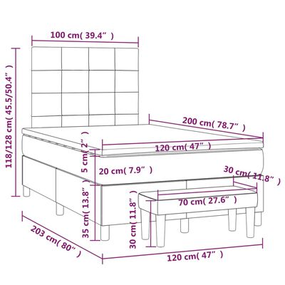 vidaXL kontinentalseng med madras 120x200 cm stof lysegrå