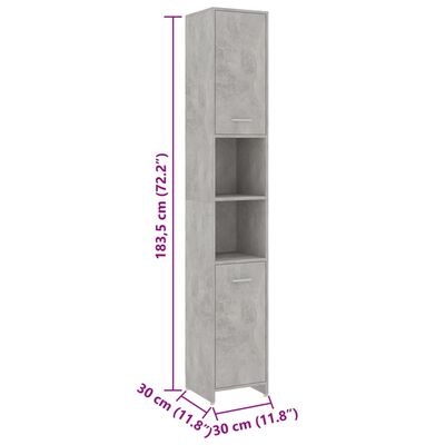 vidaXL badeværelsesmøbelsæt 4 dele konstrueret træ betongrå