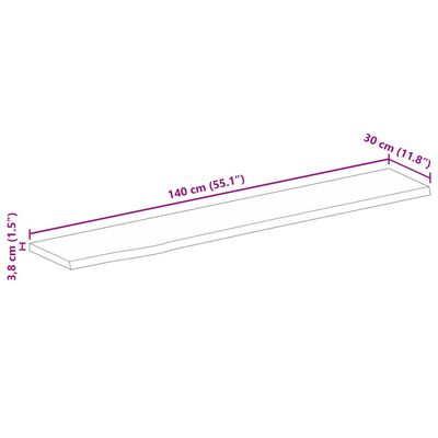 vidaXL bordplade 140x30x3,8 cm naturlig kant massivt ru mangotræ