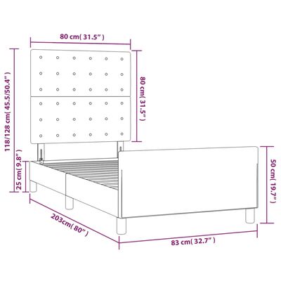 vidaXL sengeramme med sengegavl 80x200 cm kunstlæder sort