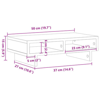 vidaXL skærmholder 50x27x15 cm konstrueret træ gammelt træ