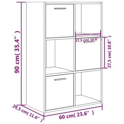 vidaXL kontorreol 60x29,5x90 cm konstrueret træ betongrå