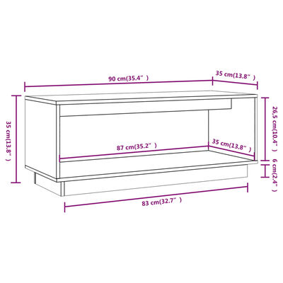 vidaXL tv-bord 90x35x35 cm massivt fyrretræ grå