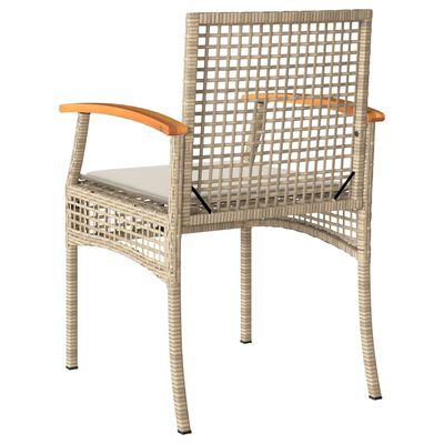 vidaXL havestole 4 stk. med hynder polyrattan og akacietræ beige