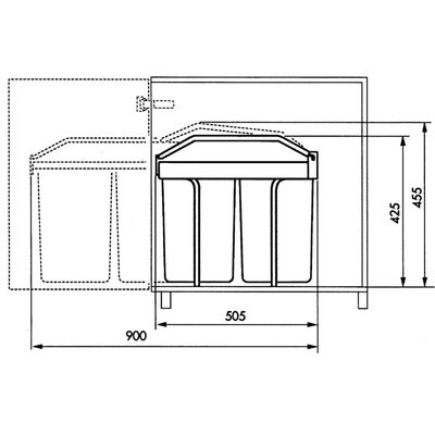 Hailo skabsaffaldsspand Multi-Box Duo størrelse L 2x14 L cremefarvet 3659-001