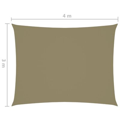 vidaXL solsejl 3x4 m rektangulær oxfordstof beige