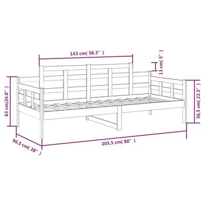 vidaXL daybed 90x200 cm massivt fyrretræ hvid