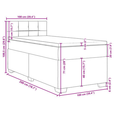 vidaXL kontinentalseng med madras 100x200 cm fløjl mørkegrøn