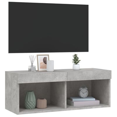 vidaXL sengebord med LED-lys 80x30x30 cm betongrå