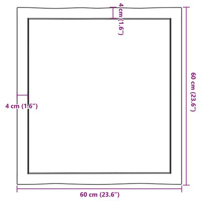 vidaXL bordplade 60x60x(2-4) cm naturlig kant behandlet træ lysebrun