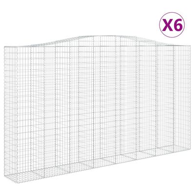 vidaXL buede gabionkurve 6 stk. 400x50x220/240 cm galvaniseret jern