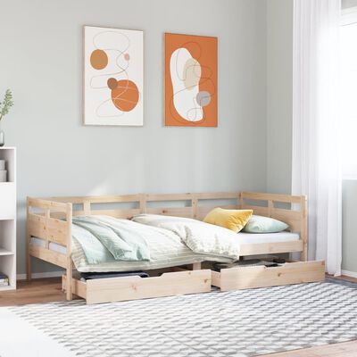 vidaXL daybed med skuffer 80x200 cm massivt fyrretræ