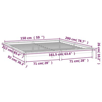 vidaXL sengeramme med LED-lys 150x200 cm kingsize massivt træ brun