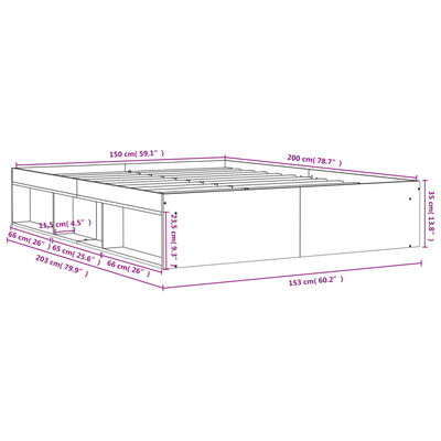 vidaXL sengeramme 150x200 cm sonoma-eg